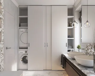 Встроенный шкаф в ванной комнате - как выбрать? | Фото.