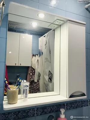 Зеркало-шкаф Runo Барселона 75 - «Шкаф с зеркалом, полочками и подсветкой.  Минимальный набор для ванной комнаты» | отзывы