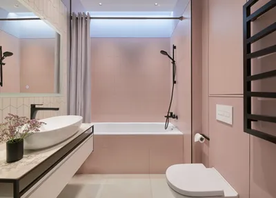 Ванные комнаты с розовой плиткой –135 лучших фото-идей дизайна интерьера  ванной | Houzz Россия