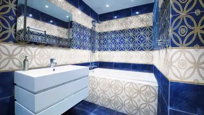 Синяя плитка для ванной комнаты и туалета, с рисунком или орнаментом