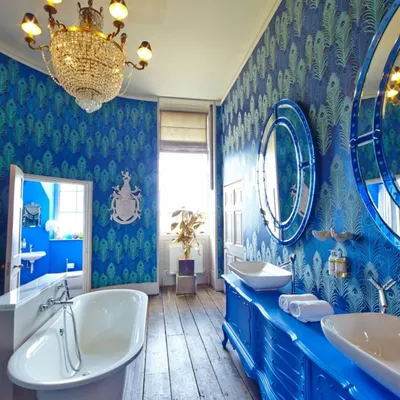 Интерьер ванной комнаты в голубых тонах (66 фото)