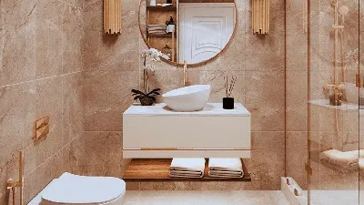 Дизайн Ванная в стиле Современный в коричневом цвете №12303