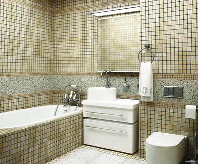 Дизайн ванной комнаты с мозаикой и плиткой - 72 фото
