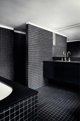чёрно-белая ванная комната с душем Стоковое Изображение - изображение  насчитывающей шикарно, украшение: 215412933