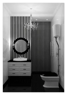 Черно белая ванная комната - 68 фото