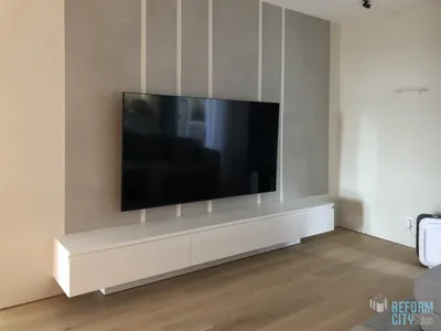 Белая тумба под телевизор в гостиную