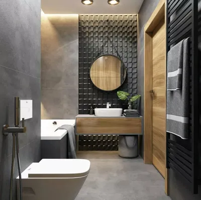 Современный дизайн ванной комнаты с туалетом - 60 фото
