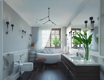 Дизайн ванной комнаты с окном - 63 фото