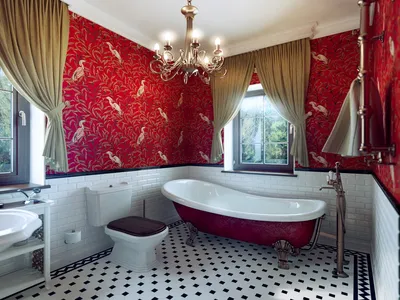 Ванная в викторианском стиле — отделка, цвет, мебель, текстиль