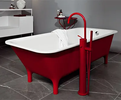 Красная ванна и сантехника: дизайн, выбор и формы