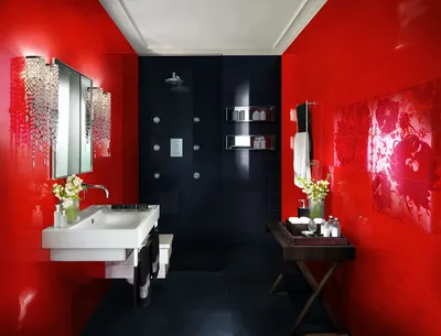 Черно красная ванная: идеи дизайна на фото