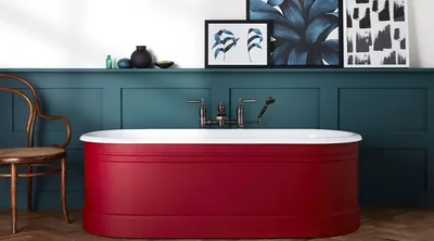Идеи ванной с синей плиткой для стен и пола и зеленой плиткой для стен и  пола