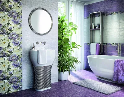 Фиолетовая плитка для ванной комнаты - 68 фото