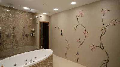 Мозаичное панно для ванной \"Цветы из мозаики\"