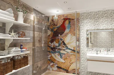 Панно из мозаики для ванной - 72 фото