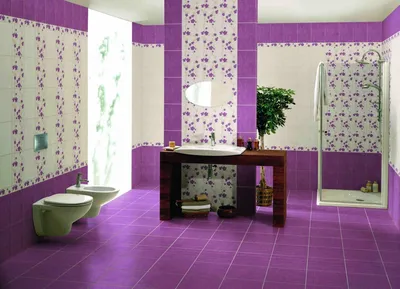 Фиолетовый цвет в интерьере ванной комнаты