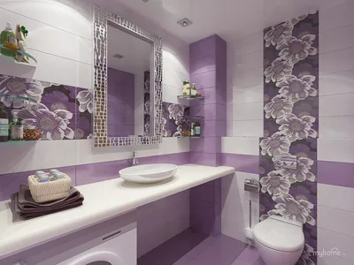 КАФЕЛЬ В ИНТЕЬЕРЕ , ФОТОПЕЧАТЬ НА КАФЕЛЕ ( Источники - интернет / проекты ,  не более 5 фото… | Дизайн плитки в ванной, Фиолетовые ванные комнаты,  Современная ванная