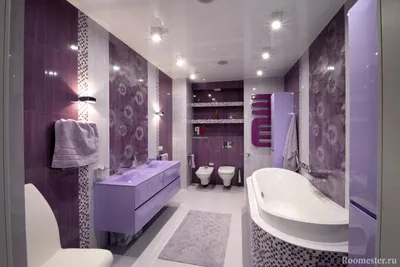 Лавандовая ванная комната - 73 фото