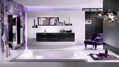 Фиолетовая ванная комната - 67 фото