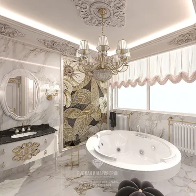 Интерьер ванной в классическом стиле | Классический интерьер, Дизайн  домашнего интерьера, Шикарные ванные комнаты