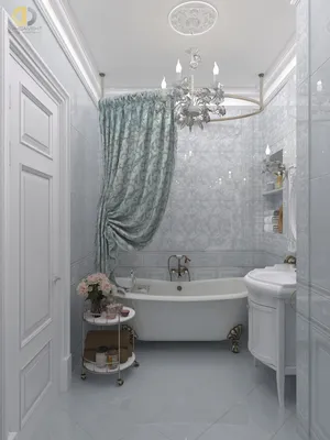 Бежевая керамическая на стену ванной комнаты в классическом стиле