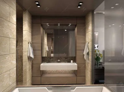 Дизайн интерьера ванной комнаты в бежевых тонах