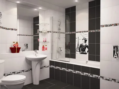 Черно-белая ванная комната: особенности стиля