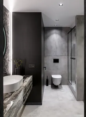 Дизайн интерьера ванной - Черно-белая ванная.