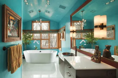 Ванная комната в бирюзовом цвете - 48 фото
