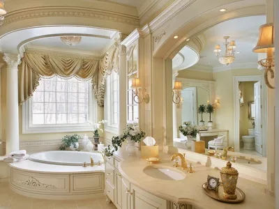 Ванная комната и душевая в классическом стиле: особенности дизайна,  современный санузел в классике, маленькая ванна, фото