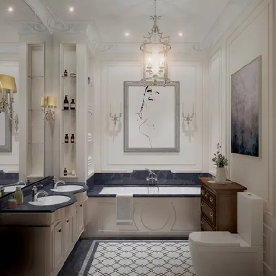 Ванная комната в стиле современная классика - 73 фото