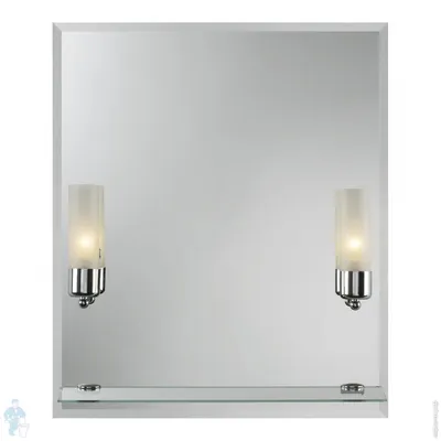 Зеркало для ванной комнаты Dubiel Vitrum Сенто II (550х650) с подсветкой (2  лампы бра) и полкой | Афоня.рф, цена 4 079 руб.