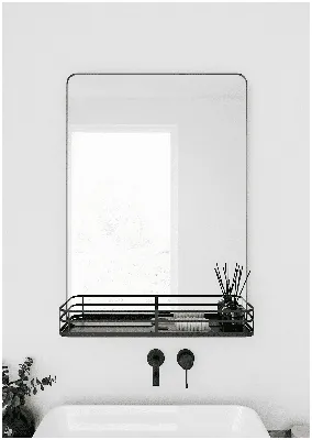 Зеркало с полкой для ванной Ulitka Malta, 50х70 см, металл черн — купить в  интернет-магазине по низкой цене на Яндекс Маркете