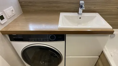 Стиральная машинка под столешницу в ванной, практичное решение. Ремонт  ванной Bazilika - YouTube