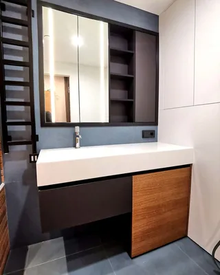 Встроенный шкафчик в ванную комнату, тумба под раковину и зашивка над  инсталляцией купить в Санкт-Петербурге - Кухни ALICANTE