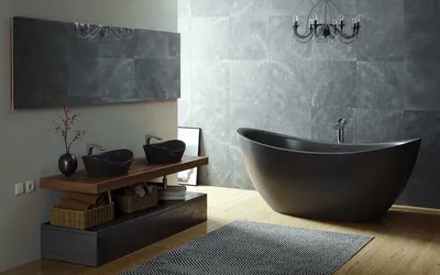 Отдельно стоящая черная каменная глубокая #ванна черного цвета длиной 183  см из матового иск… | Industrial style bathroom, Bathroom interior design,  Modern bathroom