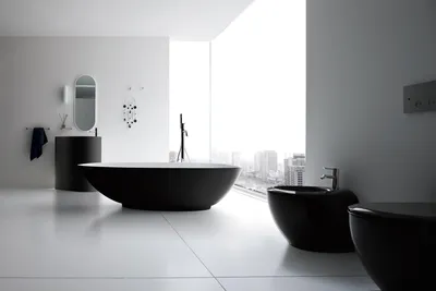 Ванная комната с черной сантехникой - 59 фото