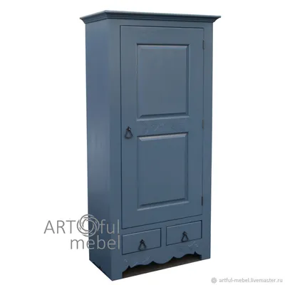 Узкий шкаф для одежды с полками в прихожую голубой синий – заказать на  Ярмарке Мастеров – KT2TCBY | Шкафы, Москва