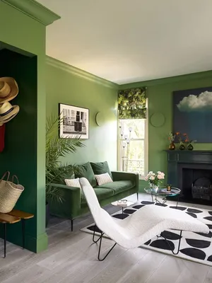 Гостиная в зеленом цвете - 64 фото