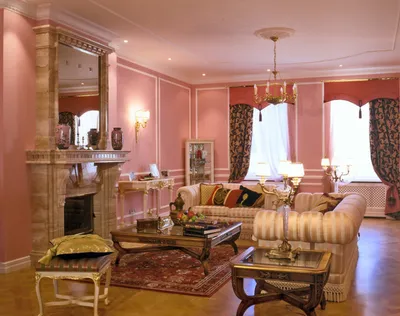 Основной колористический тренд сезона: интерьер гостиной и мебель в розовой  палитре
