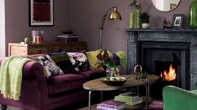 Гостиные в фиолетовых цветах: 30 фото дизайнов интерьеров