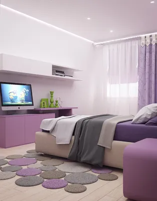Фиолетовая спальня для подростка - 69 фото