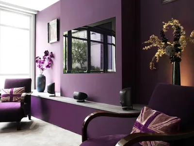 Серый и фиолетовый в интерьере - 74 фото