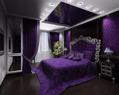 Черно фиолетовая комната - 75 фото