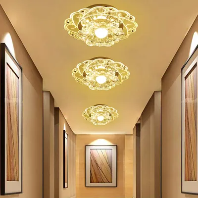 Современный светодиодный хрустальный потолочный светильник для прихожей,  гостиной, лампа для спальни, кухни, белый/теплый белый/Красочный 12 Вт  светодиодный потолочный светильник | Освещение | АлиЭкспресс