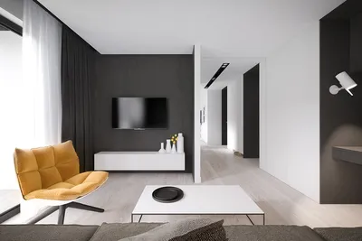 Интерьер маленькой квартиры в чёрно-белом цвете