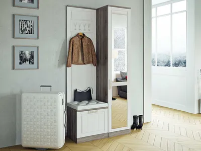 Мебель в длинный узкий коридор: шкафы-купе с большим зеркалом для прихожих