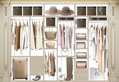 Наполнение шкафа: Организация пространства и хранения вещей в шкафу своими  руками, высота штанги для одежды | Houzz Россия