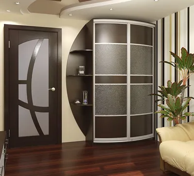Дизайн гостиной с шкафом купе угловым с кожей с европейским качеством