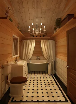 Ванная комната в деревянном стиле - 68 фото